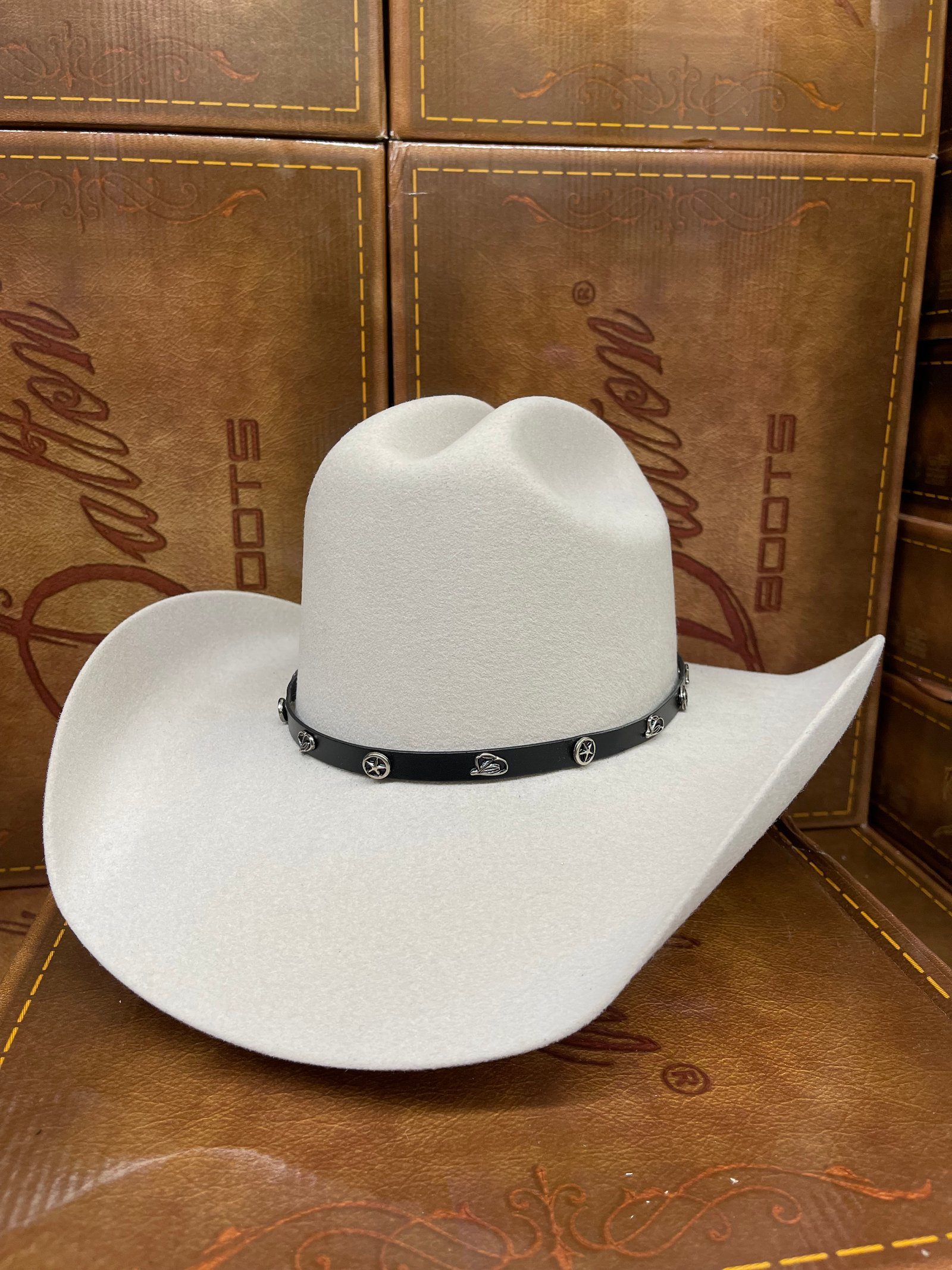 Cowboy Hat Star Black Leather